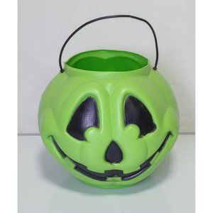Vintage General Foam Plastics Green Blow Mold Plastic Pumpkin Bucket